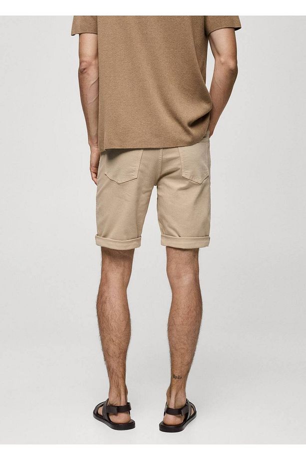 Slim fit kot bermuda şort - 4