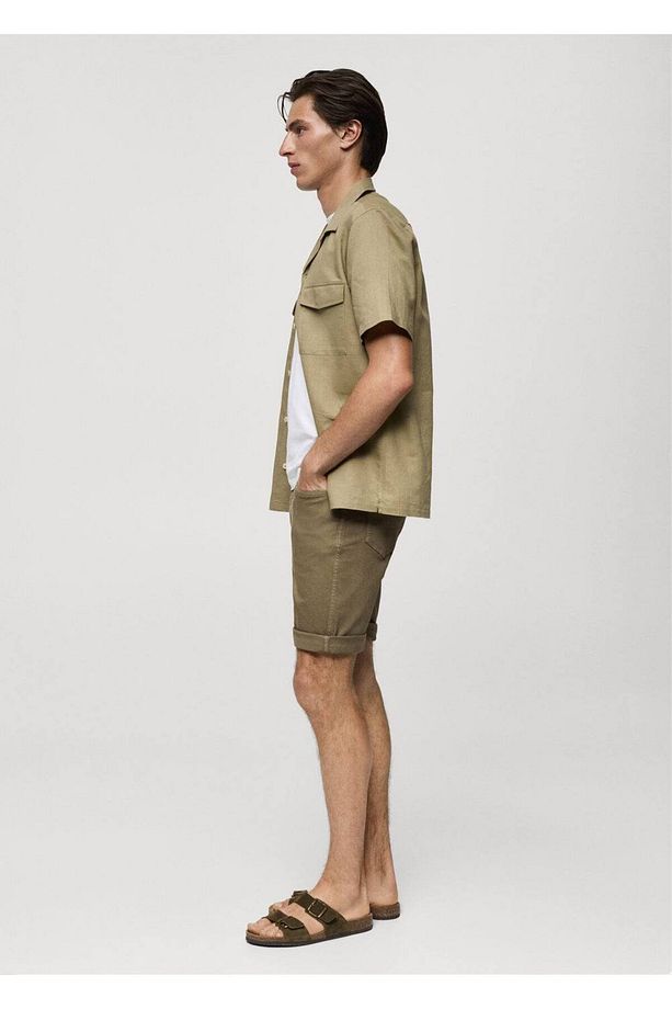 Slim fit kot bermuda şort - 7