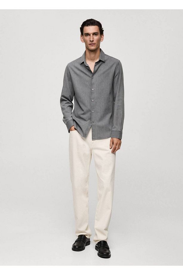 Regular fit chambray pamuklu gömlek - 2