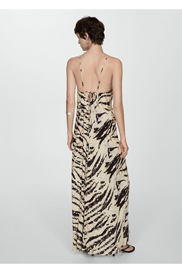 Leopar Desenli Uzun Elbise - 4