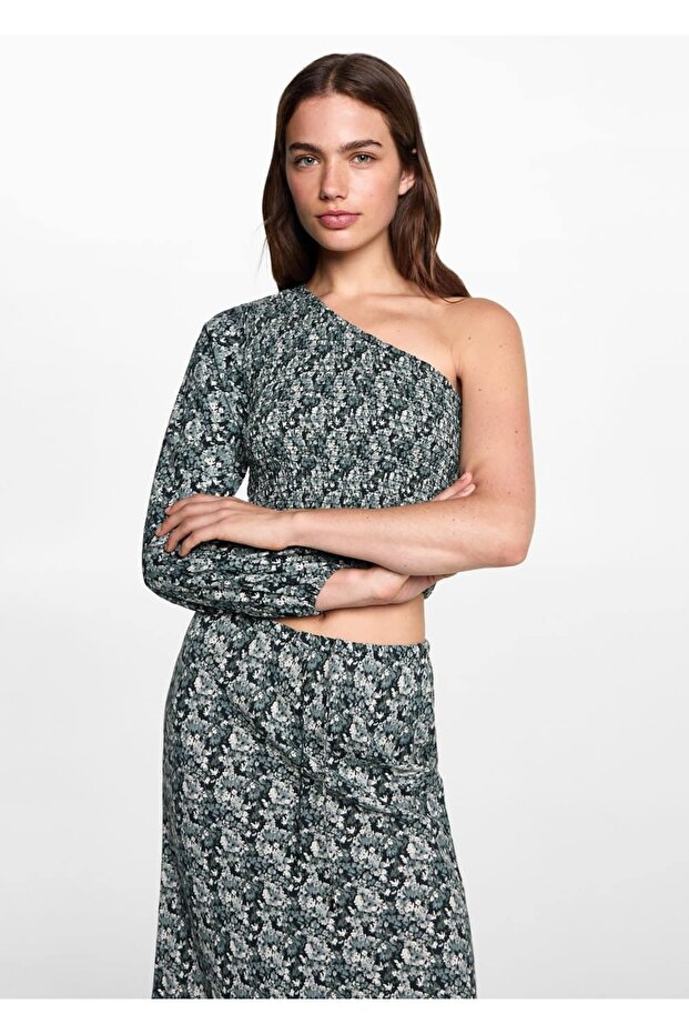 Patterned asymmetrical blouse - 1