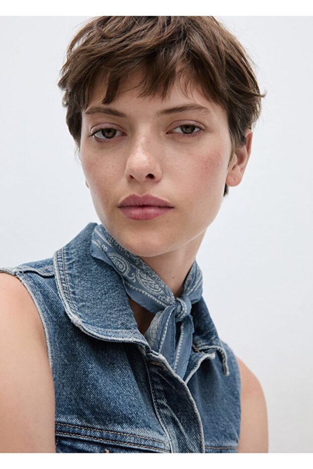 Yıldız denim elbise - 7