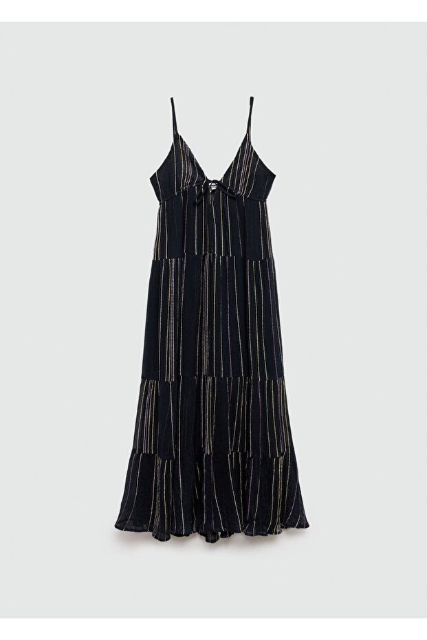 Dekoratif Dikişli Askılı Elbise - 3