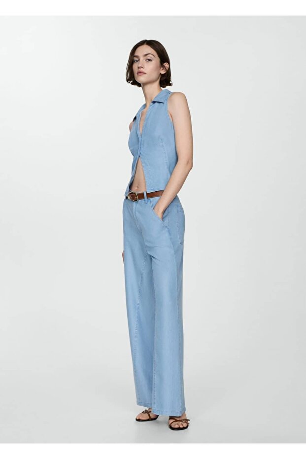 Wideleg lyocell pantolon - 2