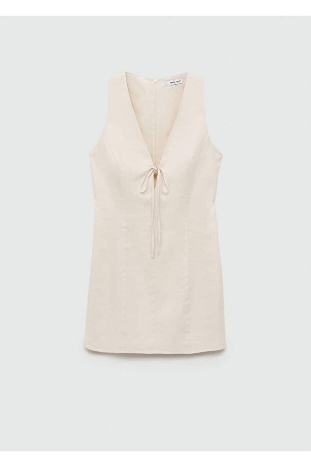 Kısa Keten Elbise - 3