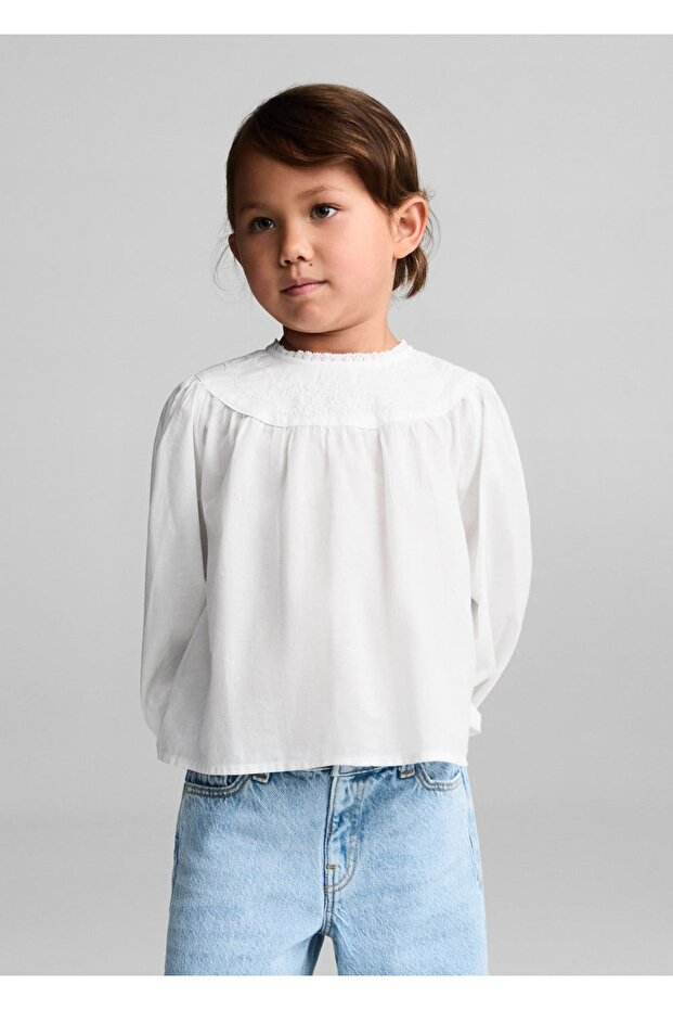 İşlemeli pamuklu bluz - 1