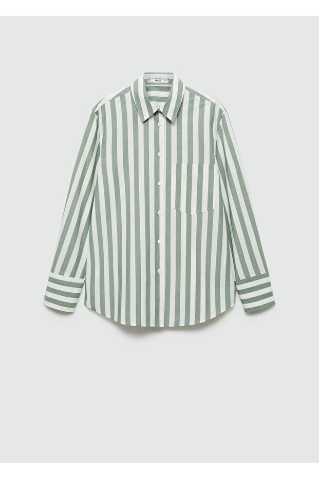 Çizgili Pamuklu Gömlek - 3