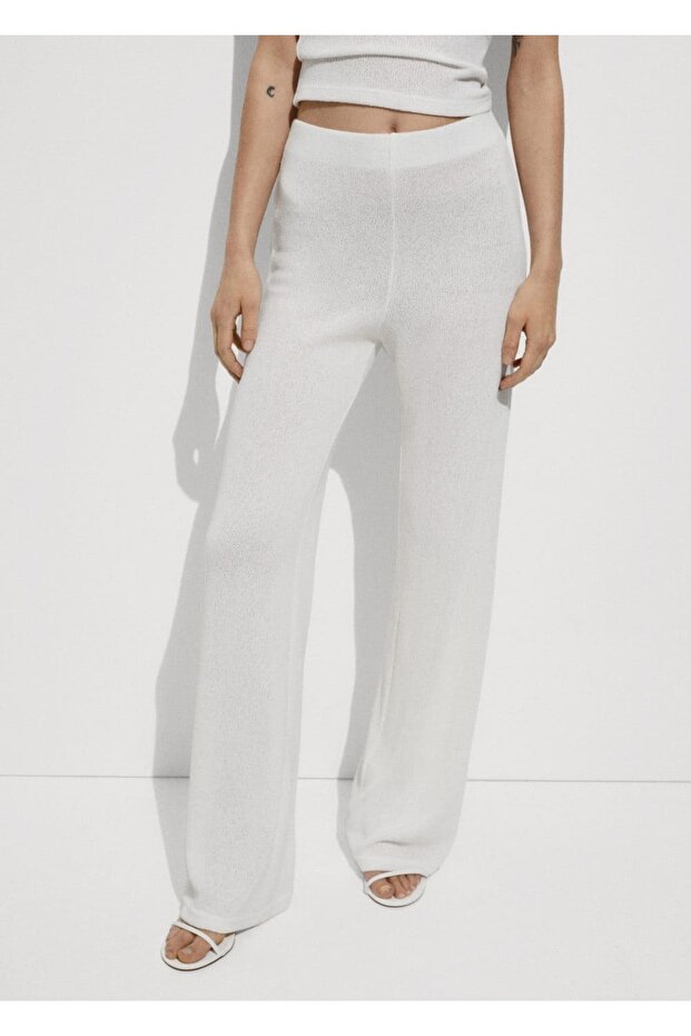 Düz kesim triko pantolon - 1
