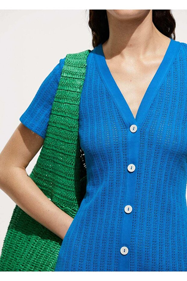 Düğmeli tığ işi elbise - 1