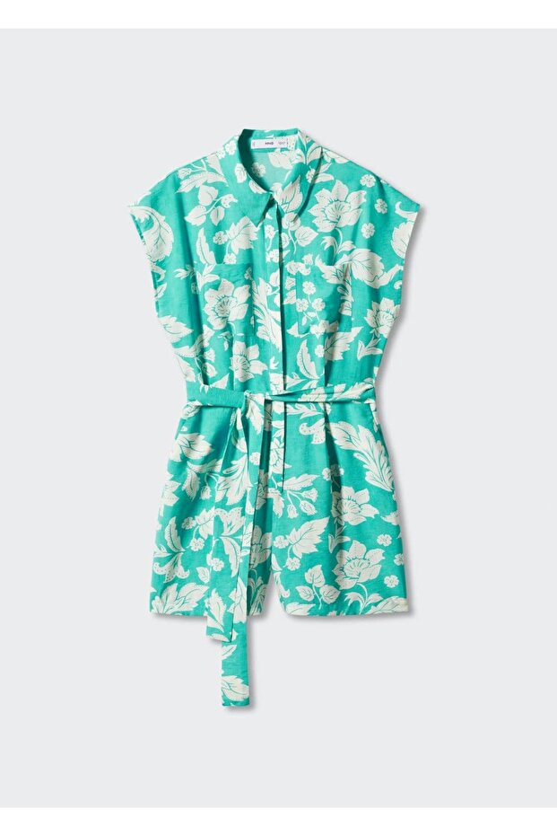 Çiçek desenli bağlı tulum - 3