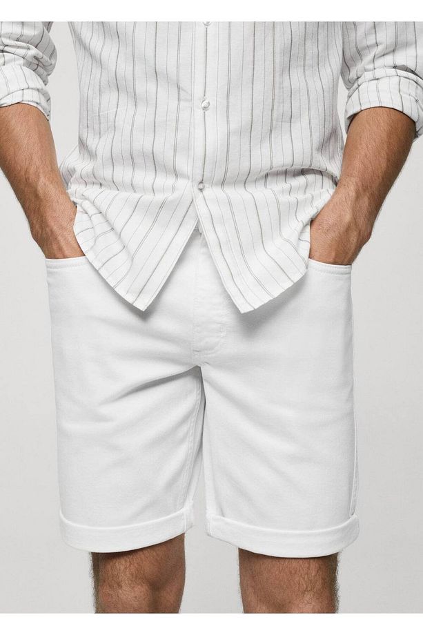 Slim fit kot bermuda şort - 8