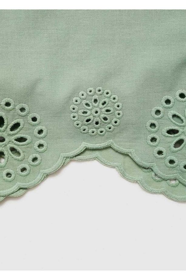 İşlemeli ajur örgü şort - 6