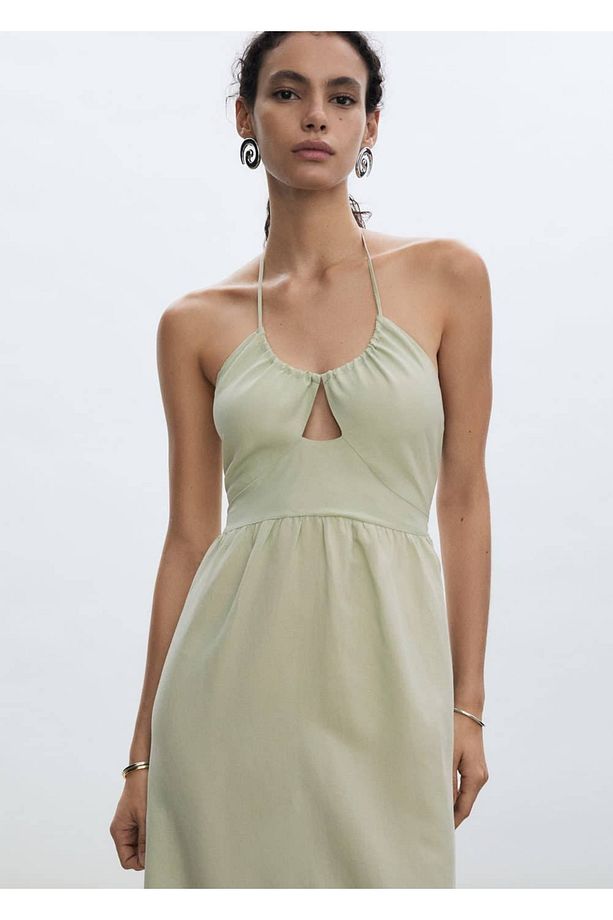 Halter yakalı uzun elbise - 1