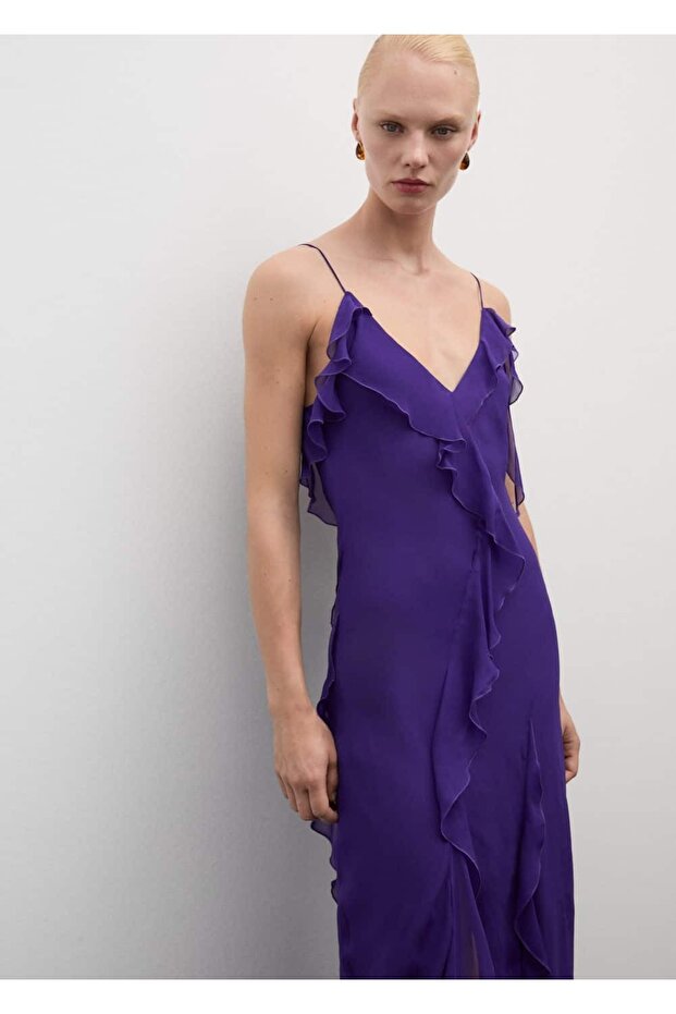 Fırfırlı şifon elbise - 1