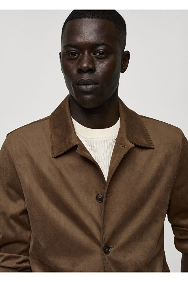 Süet görünümlü cepli gömlek ceket - 6