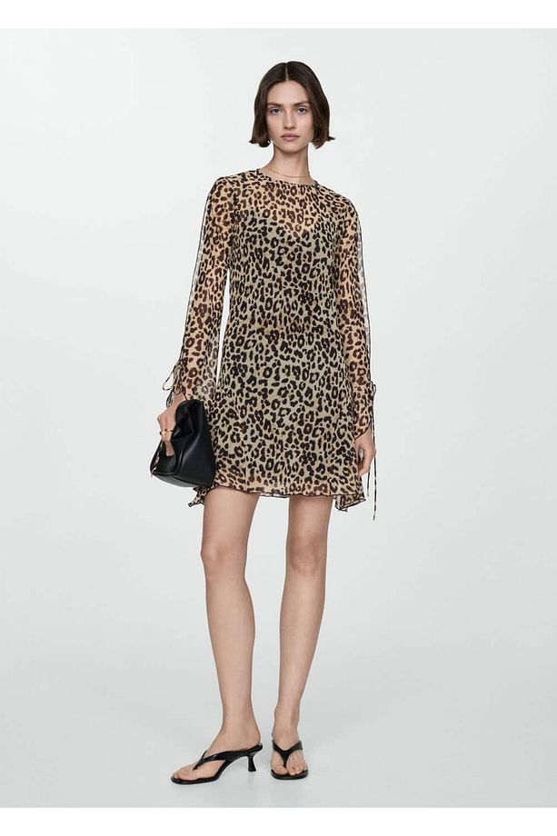 Kısa leopar desenli elbise - 2