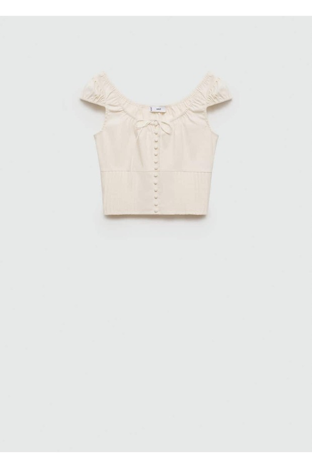 Düğmeli kısa bluz - 3