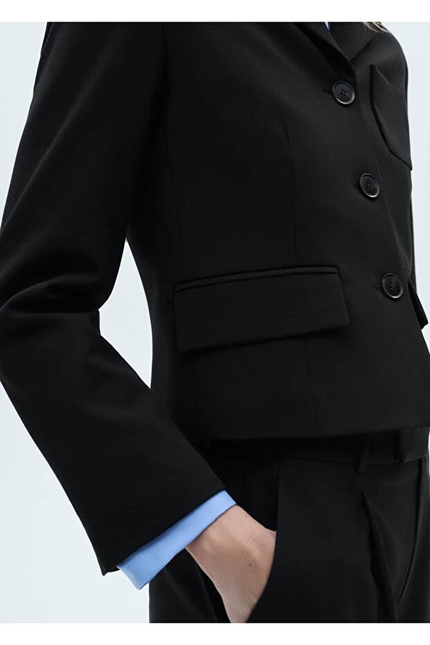 Düğmeli crop blazer ceket - 8