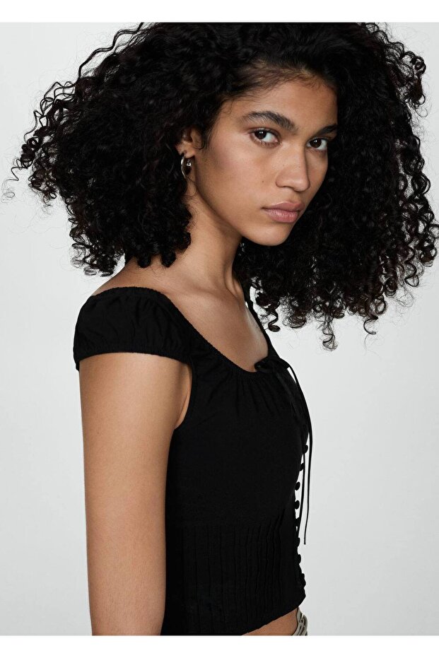 Düğmeli kısa bluz - 6