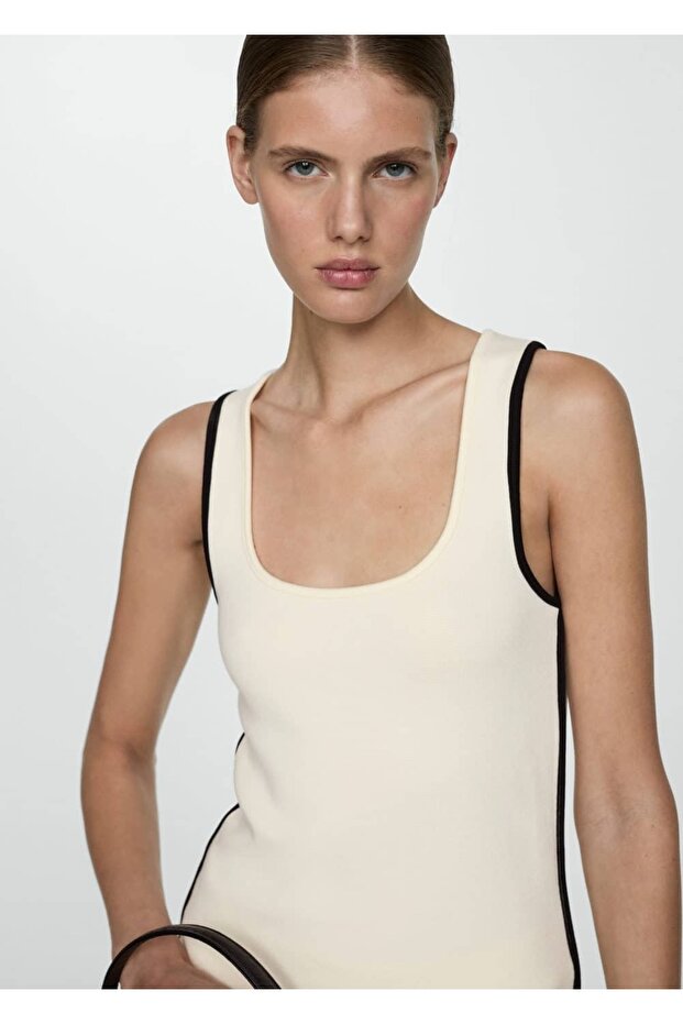 Kontrast detaylı triko bluz - 1