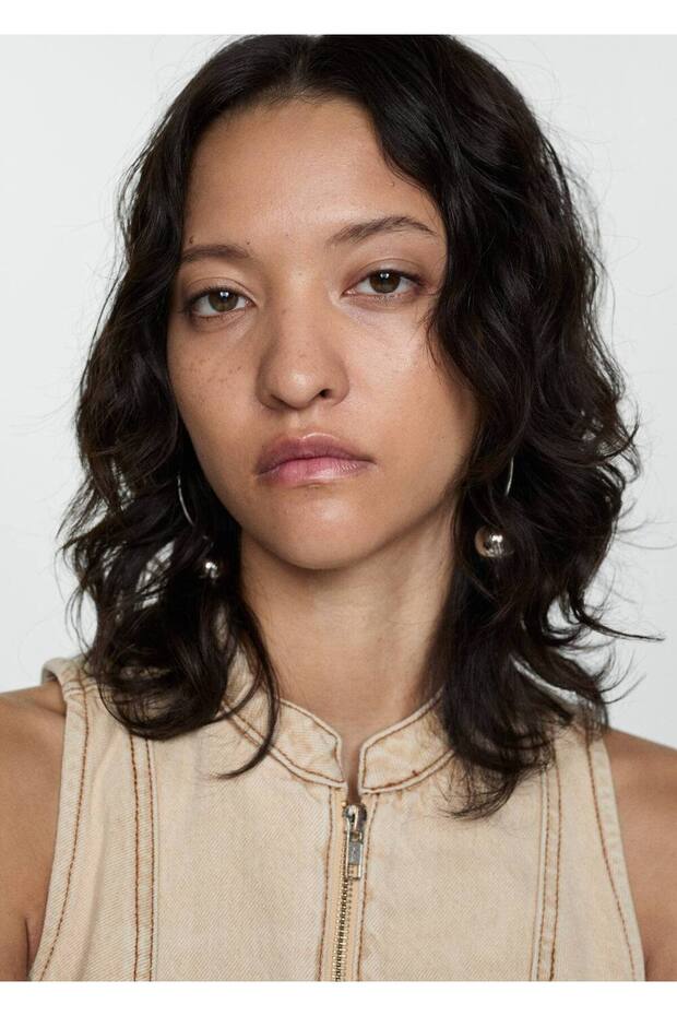 Fermuarlı denim bluz - 8