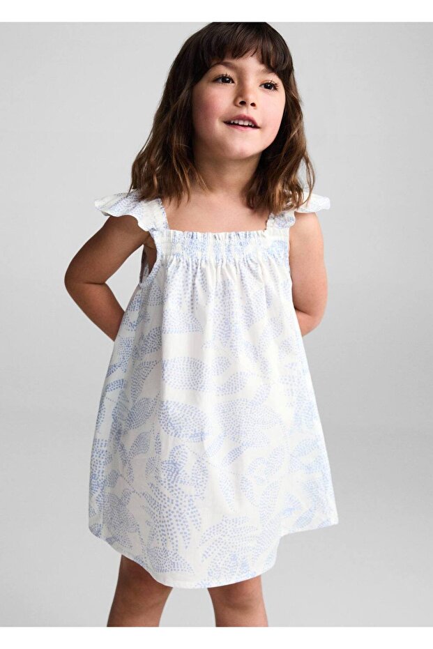 Yaprak baskılı elbise - 1