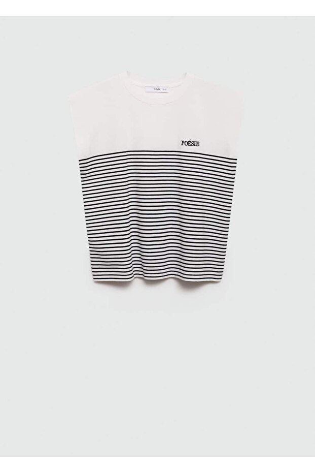 Pamuklu çizgili tişört - 3