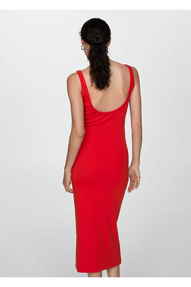 Askılı midi elbise - 4