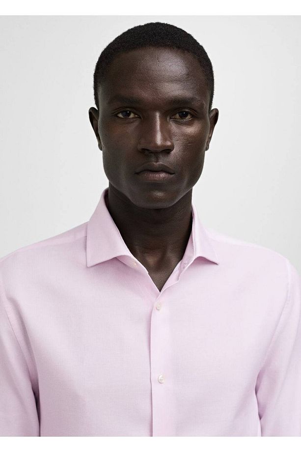 Slim fit mikro çizgili twil gömlek - 8