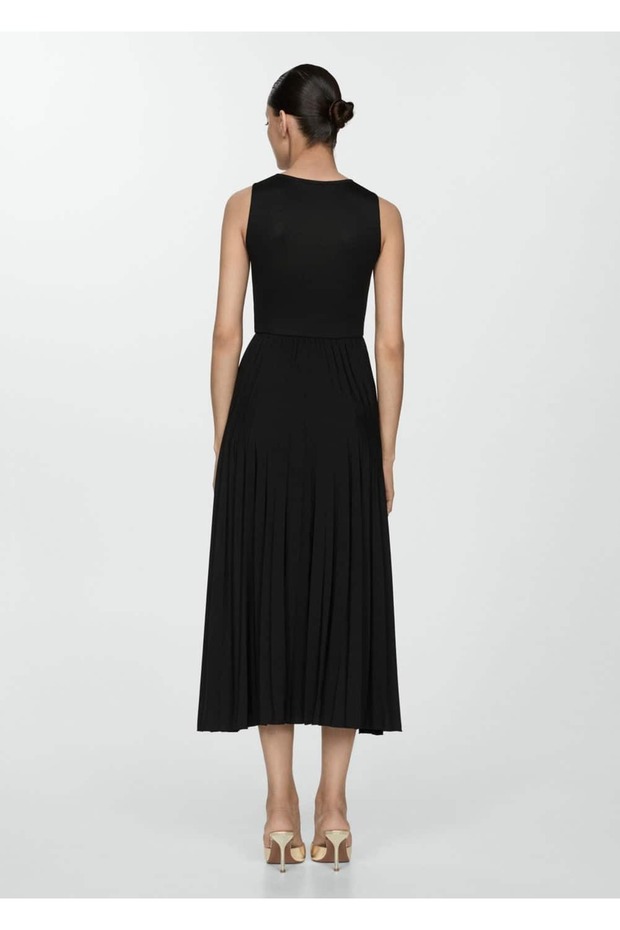 Pilili midi boy elbise - 4