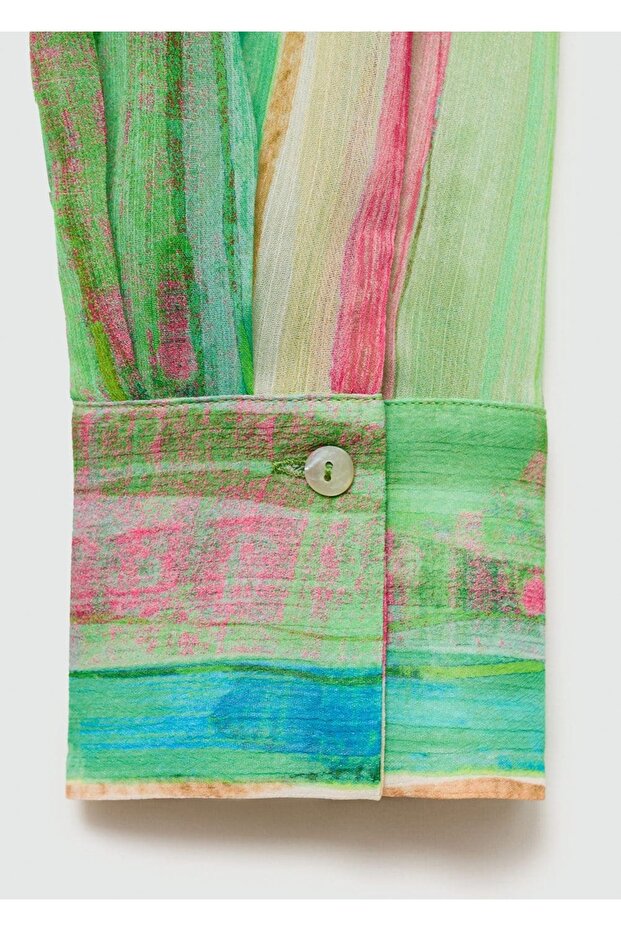 Yarı transparan desenli bluz - 4