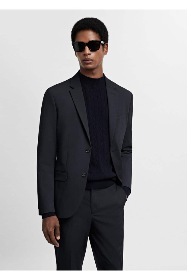 Streç kumaştan süper dar kesim blazer ceket - 1
