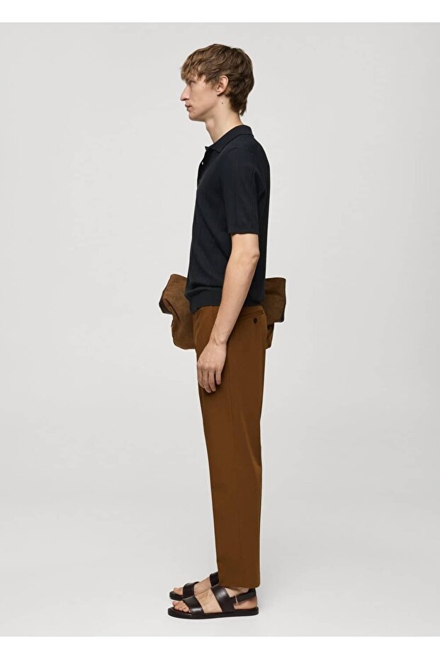 İnce Çizgi Dokumalı Polo - 5