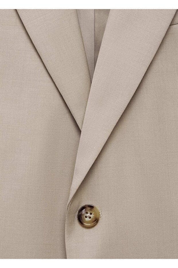 %100 işlenmemiş yün dar kesim blazer ceket - 7