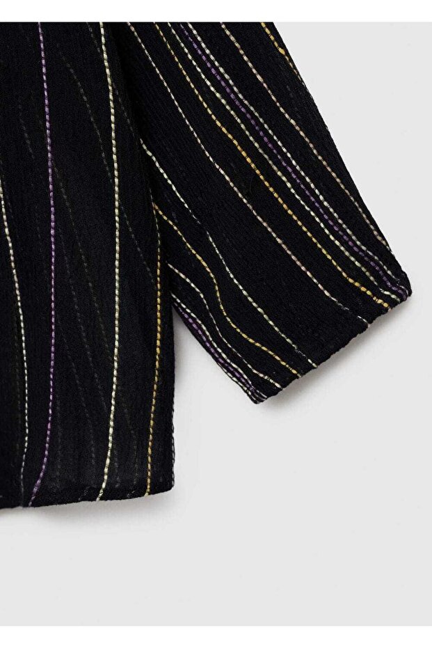 Fiyonklu çizgili bluz - 8