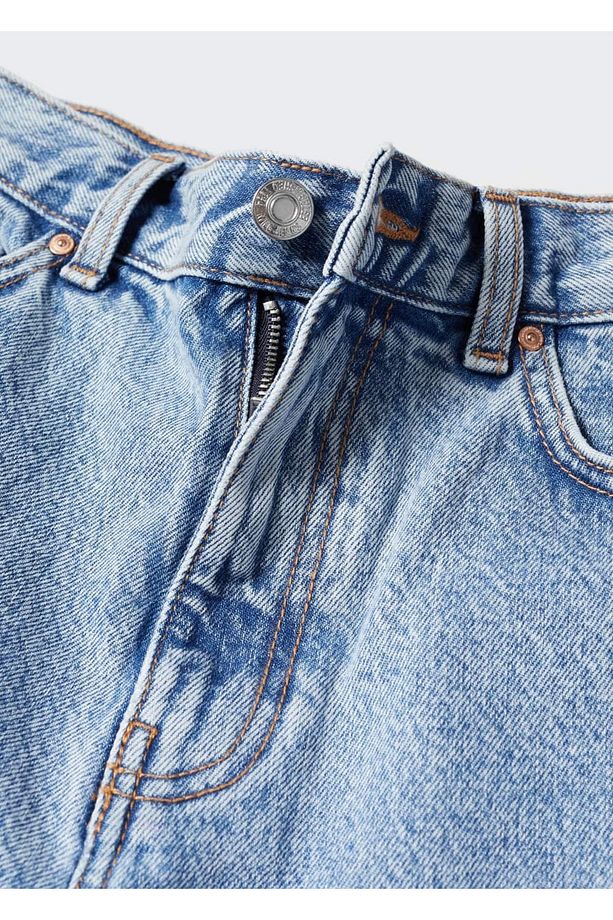 Yüksek Belli Denim Şort - 8