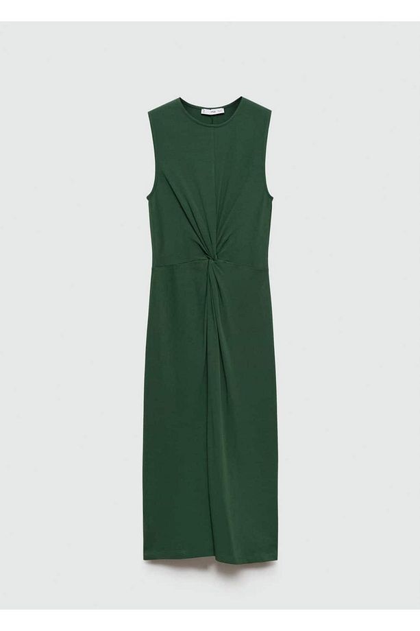 Drape detaylı midi elbise - 3