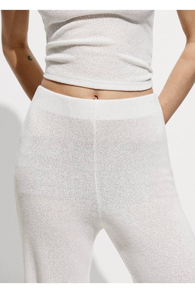 Düz kesim triko pantolon - 6