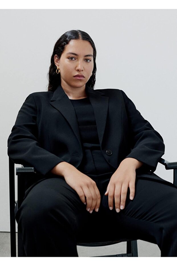 Düz Kesim Blazer Ceket - 8