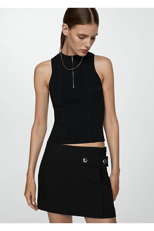 Düğmeli mini etek - 1