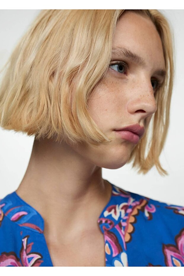 Blumenmusterkleid mit Bindedetail - 5