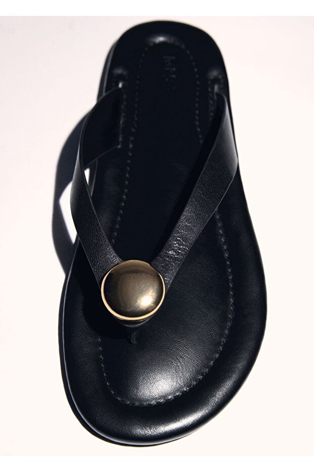 Süslü deri sandalet - 4