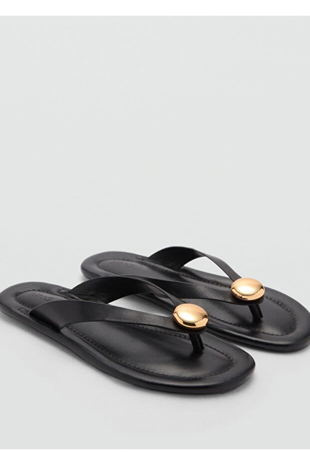 Süslü deri sandalet - 1