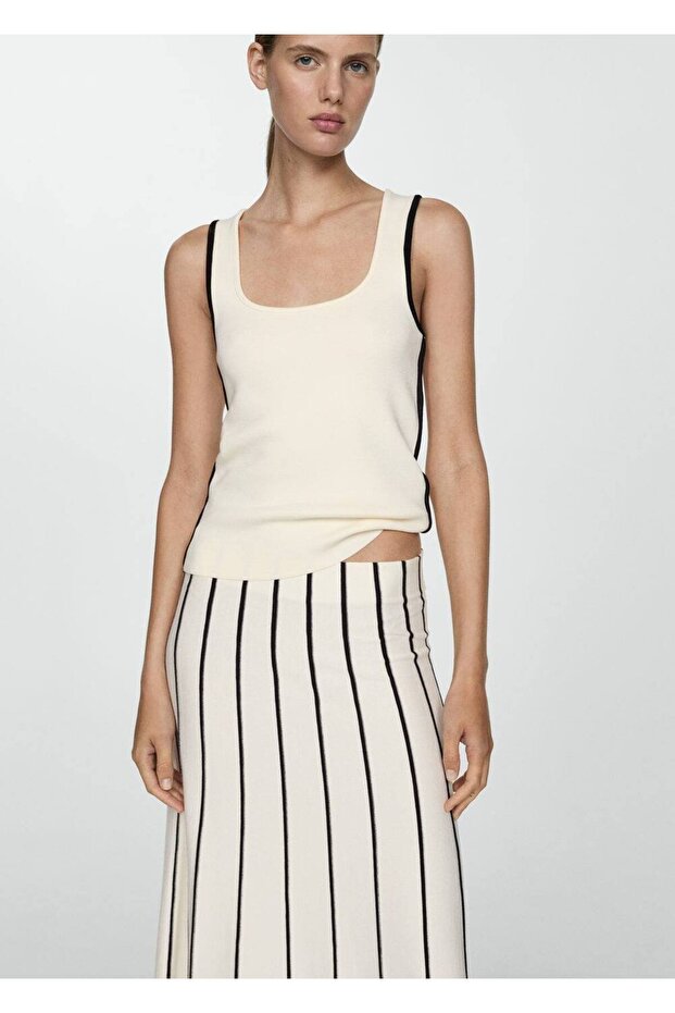 Kontrast detaylı triko bluz - 6