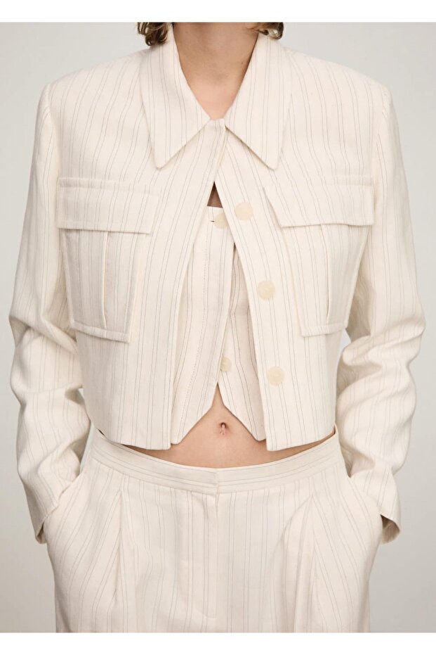 Cepli çizgili ceket - 7