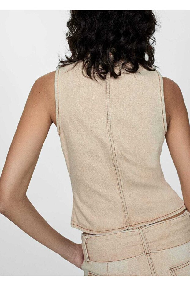 Fermuarlı denim bluz - 4