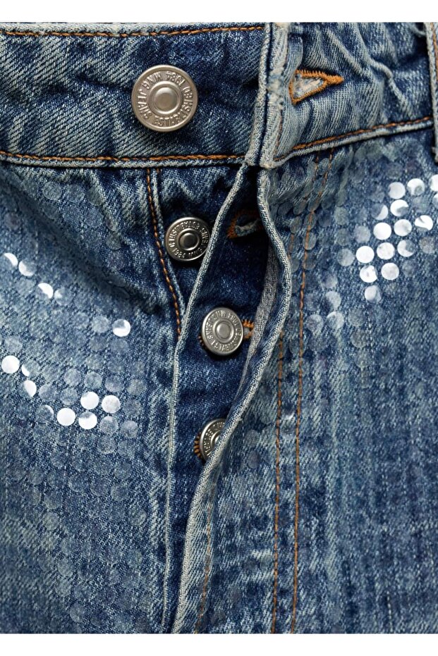 Yırtmaçlı Pullu Jean Pantolon - 5