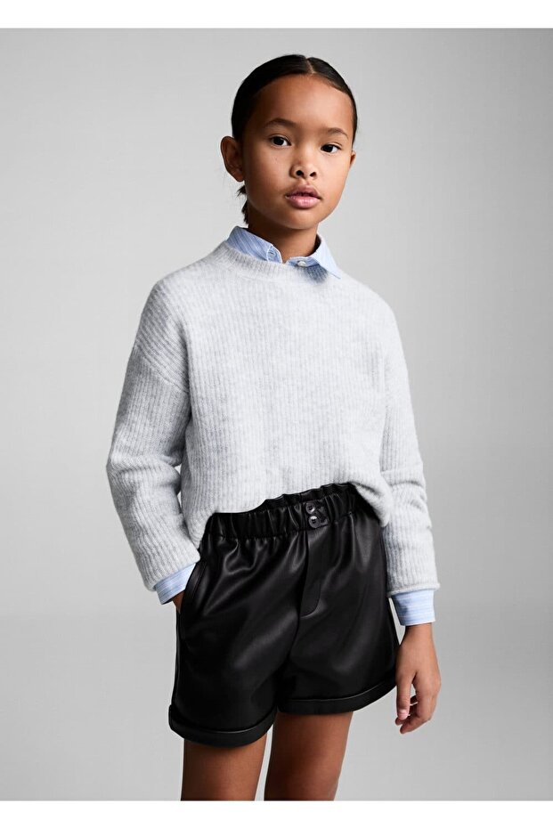 Deri Görünümlü Şort - 1