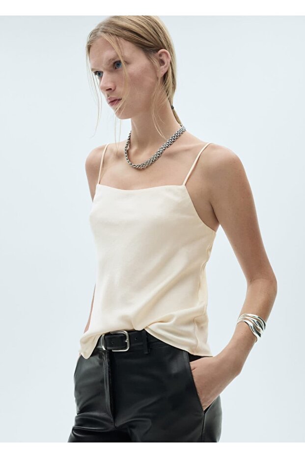 Thin Strap Satin Blouse - 1