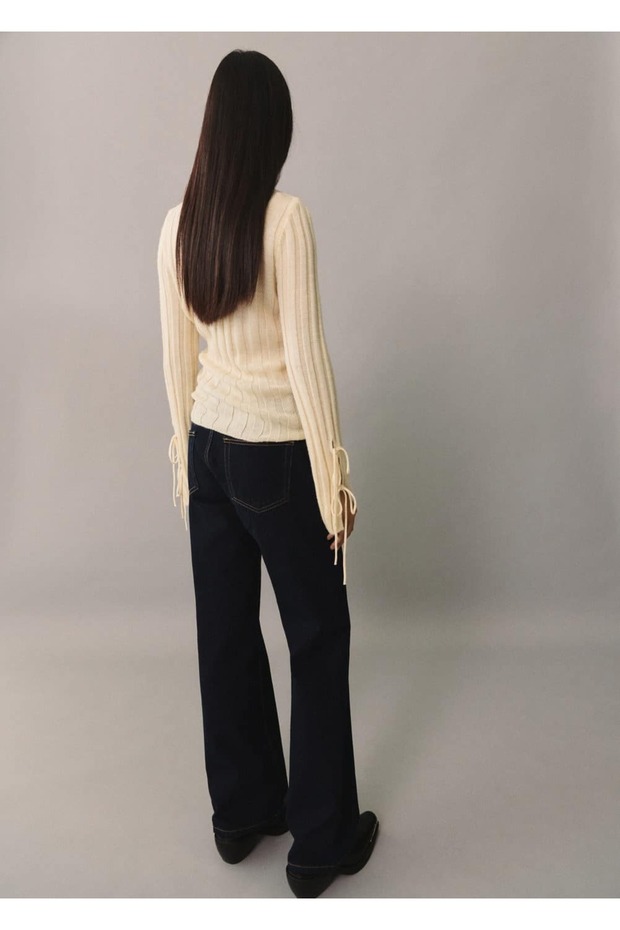 Bow Rubber Knitted Sweater - 4